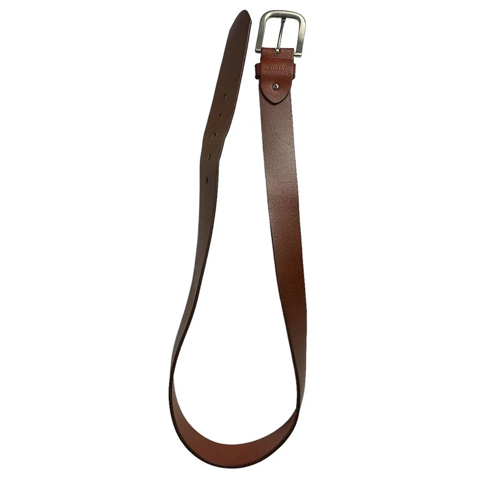 TONLY‎ MONDERS Belt Men’s sz. 35.5” Brown Leather. In good pre-owned condition